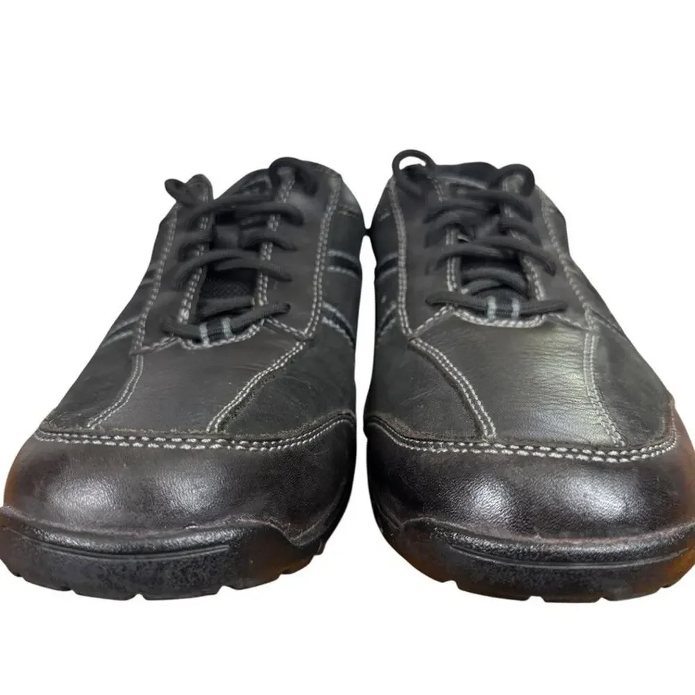 Rockport Mens Black Lace Up Sneakers Leather Comfort Shoes Dery sz 8.5